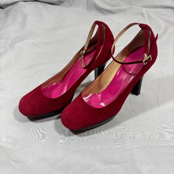 Kate Spade Trilby Ruby New York Round Toe Mary Jane Pumps Suede Heels Size 7 - Picture 1 of 9